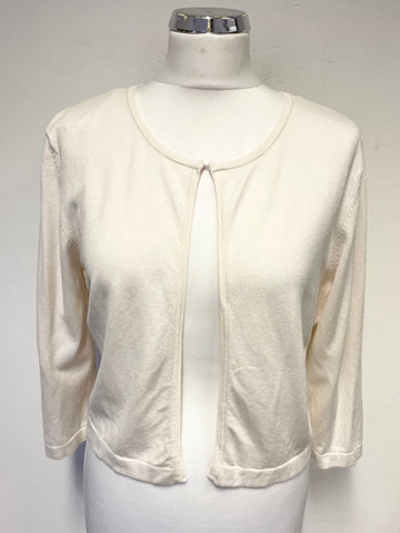 PHASE EIGHT CREAM WITH CONTRAST BACK 3/4 SLEEVE SHORT CARDIGAN SIZE 16