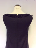 HOBBS BLACK LINEN APPLIQUÉ TRIM SHIFT DRESS SIZE 8