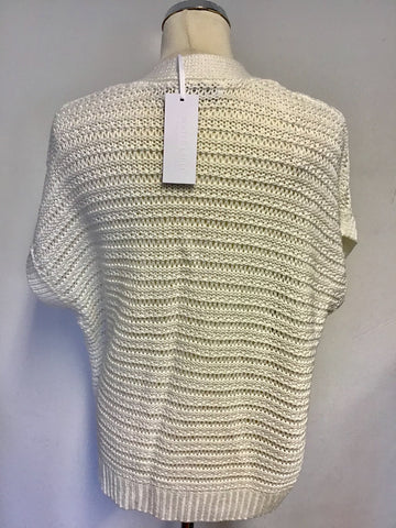 BRAND NEW WHITE COMPANY WHITE OPEN KNIT COTTON CARDIGAN SIZE 12