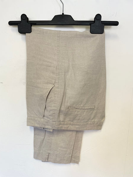 JIGSAW NATURAL/ STONE LINEN TAPERED LEG TROUSERS SIZE 10