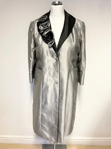 BRAND NEW MASCARA SILVER GREY & BLACK PENCIL DRESS & MATCHING COAT SUIT SIZE 16