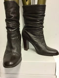 FAITH DARK BROWN SLOUCH LEATHER HEELED BOOTS SIZE 7/40