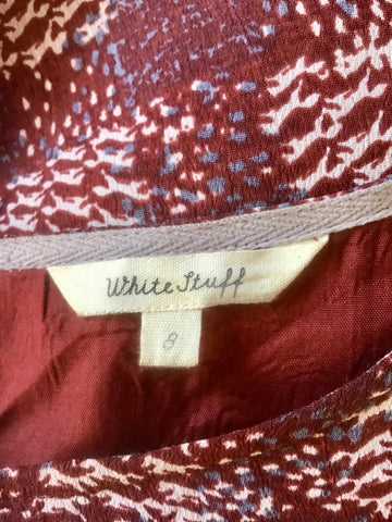 WHITE STUFF TERRACOTTA CHECK 3/4 SLEEVE SHIFT DRESS SIZE 8
