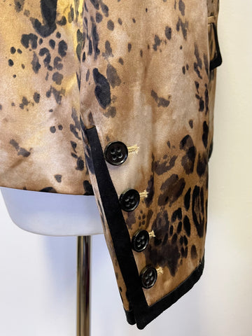 GELCO GOLD & BLACK PATTERNED SATIN SPECIAL OCCASION JACKET SIZE 14