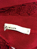 KAREN MILLEN RED LACE TRIM STRETCH BODYCON DRESS SIZE 1 UK 8/10