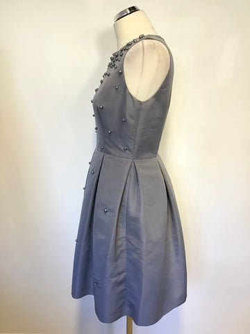 BRAND NEW TED BAKER GREY PEARL BEADED MILLEA SKATER DRESS SIZE 2 UK 10
