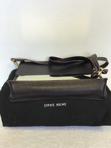 SOPHIE HULME DAMSON LEATHER & BRASS PLATE TRIM SHOULDER BAG
