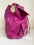 MULBERRY TILLIE DARK PINK LEATHER DRAWSTRING CLOSURE TOTE BAG