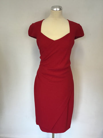 HOBBS RED CAP SLEEVE PENCIL DRESS SIZE 14