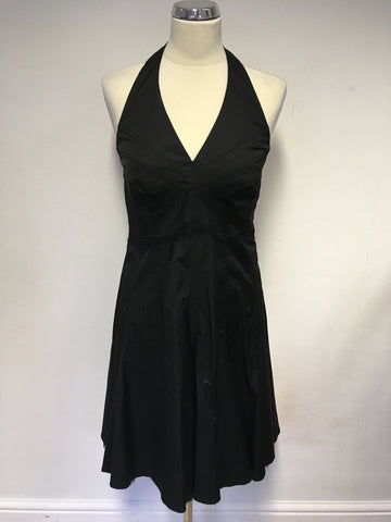 KAREN MILLEN BLACK HALTERNECK LACE TRIM COCKTAIL/ OCCASION DRESS SIZE 14