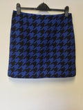 HOBBS NESTA BLUE & BLACK CHECK WOOL BLEND SKIRT SIZE 12