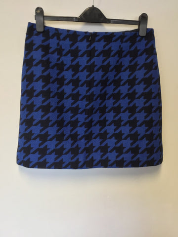 HOBBS NESTA BLUE & BLACK CHECK WOOL BLEND SKIRT SIZE 12