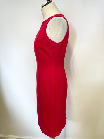 HOBBS RED SLEEVELESS FULLY LINED PENCIL DRESS SIZE 10