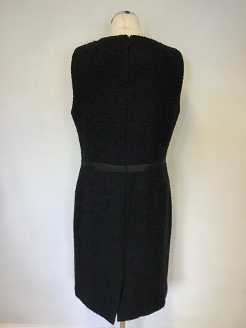 HOBBS BLACK WOOL MARL BLEND PENCIL DRESS SIZE 14