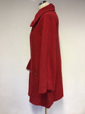 PHASE EIGHT RED KNIT LAMBSWOOL BUTTON FRONT COAT SIZE 14