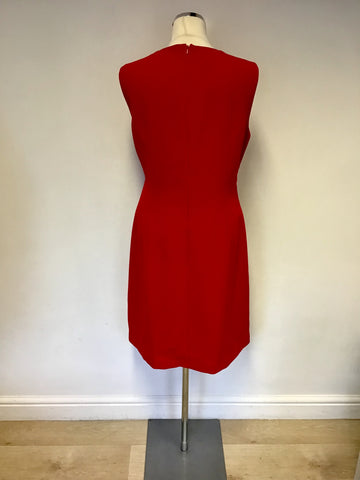HOBBS RED SLEEVELESS PENCIL DRESS SIZE 16