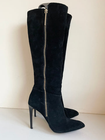 FRENCH CONNECTION MOLLY BLACK SUEDE KNEE LENGTH BOOTS SIZE 5/38