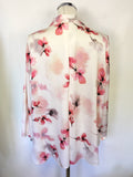 JACQUES VERT IVORY & PINK FLORAL PRINT 3/4 SLEEVE BLOUSE SIZE 18