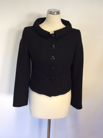 HOBBS BLACK VIRGIN WOOL BOX JACKET SIZE 10