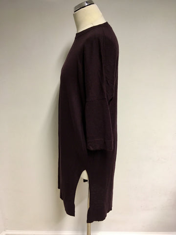 WHISTLES MAROON WOOL BLEND LONG JUMPER SIZE M