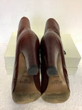 HOBBS CHESTNUT BROWN LEATHER LACE UP BOOTS SIZE 5/38