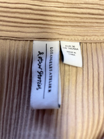 & OTHER STORIES BEIGE PLEATED RIBBED LONG SLEEVED BLOUSE SIZE M