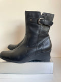 LILLEY & SKINNER BLACK LEATHER WEDGE HEEL ANKLE BOOTS SIZE 9/43
