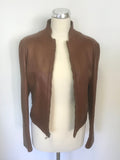 MULBERRY BROWN SOFT LEATHER ZIP UP JACKET SIZE 12