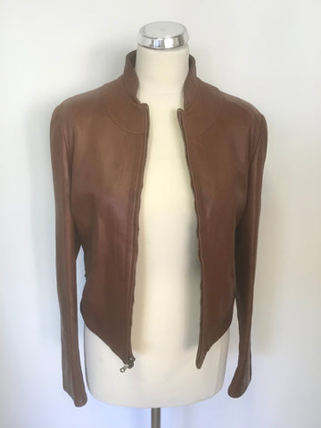 MULBERRY BROWN SOFT LEATHER ZIP UP JACKET SIZE 12