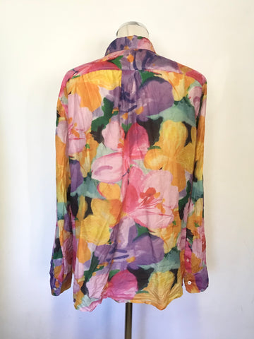 RALPH LAUREN MULTI COLOURED FLORAL RINT LONG SLEEVE COTTON SHIRT SIZE XL