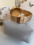 OLIVIA BURTON ROSE GOLD WHITE DIALMESH STRAP WATCH