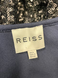 REISS AMBER NAVY BLUE & BLACK SEQUINNED PENCIL DRESS SIZE 8