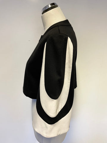 JESSICA HOWARD BLACK & IVORY 3/4 SLEEVE CROPPED JERSEY JACKET SIZE 6 UK 10