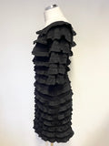 JOSEPH RIBKOFF BLACK TIERED FRILL STRETCH PENCIL DRESS SIZE 12