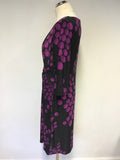 PRÉCIS BLACK & FUSHIA PINK SPOT PRINT 3/4 SLEEVE DRESS SIZE 6