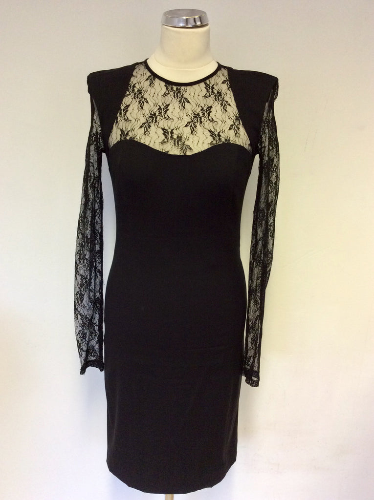 FRENCH CONNECTION BLACK LACE TOP LONG SLEEVE BODYCON DRESS SIZE 12 Whispers Dress Agency FRENCH CONNECTION BLACK LACE TOP LONG SLEEVE BODYCON DRESS SIZE 12 Whispers Dress Agency