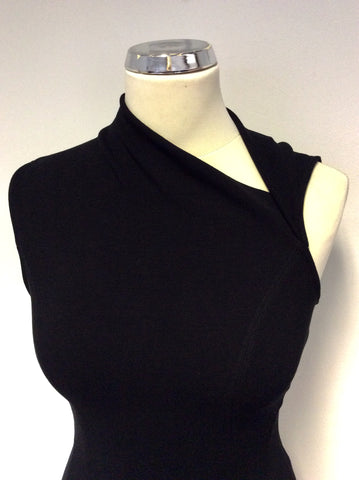 HELMUT LANG BLACK ASYMETRIC NECKLINE BODYCON DRESS SIZE P UK 6/8