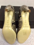 BRAND NEW HOBBS NEUTRAL & BLACK SNAKE PRINT ELIZABETH COURT SHOES SIZE 5/38
