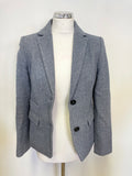 JIGSAW BLUE WOOL BLEND TWEED JACKET SIZE 10