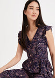 BRAND NEW PHASE EIGHT JAYESHA NAVY BLUE & MULTI COLOURED PAISLEY PRINT JUMPSUIT SIZE 10