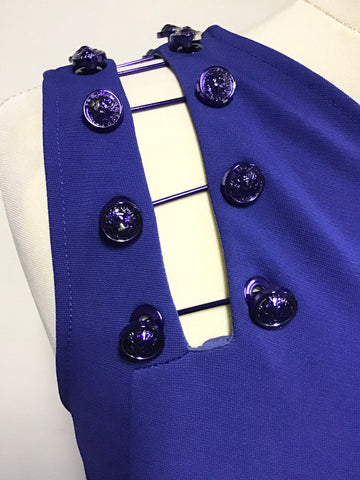VERSUS VERSACE COBALT BLUE ONE SHOULDER STRETCH MINI DRESS SIZE 42 UK 8/10