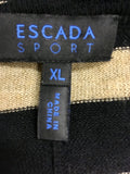 ESCADA BLACK & CAMEL STRIPED MERINO WOOL CARDIGAN SIZE XL