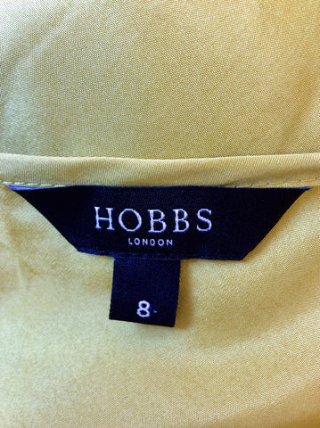 HOBBS MUSTARD SILK FRILL FRONT V NECK TOP SIZE 8