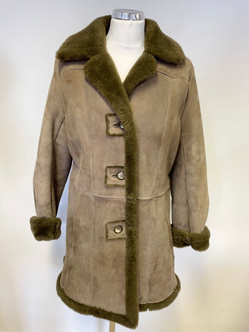 VINTAGE WALLACE SACKS BROWN BELTED SHEEPSKIN JACKET SIZE 16