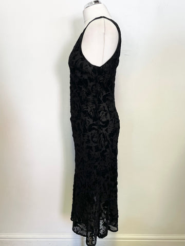 HOBBS BLACK EMBOSSED PATTERNED SLEEVELESS OCCASION  DRESS SIZE 14