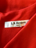LK BENNETT POCO SALSA RED STRETCH JERSEY SHORT SLEEVE PENCIL DRESS SIZE 14