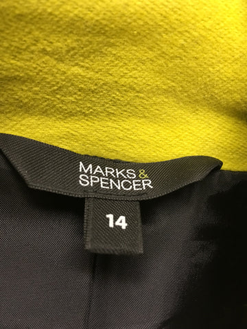 MARKS & SPENCER LIME COTTON COAT SIZE 14