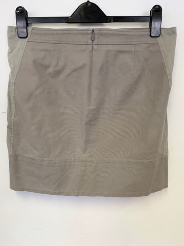 HUGO BOSS GREY COTTON QUILTED ZIP UP JACKET & SHORT SKIRT SUIT SIZE 10/12