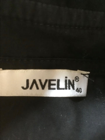 JAVELIN BLACK COTTON CAP SLEEVE FIT & FLARE WRAP DRESS SIZE 40 UK 12