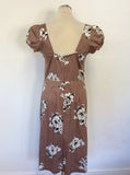 STOP STARING BY ALICIA ESTRADA TAN FLORAL GARDENIA WIGGLE / PENCIL DRESS SIZE XL UK 16